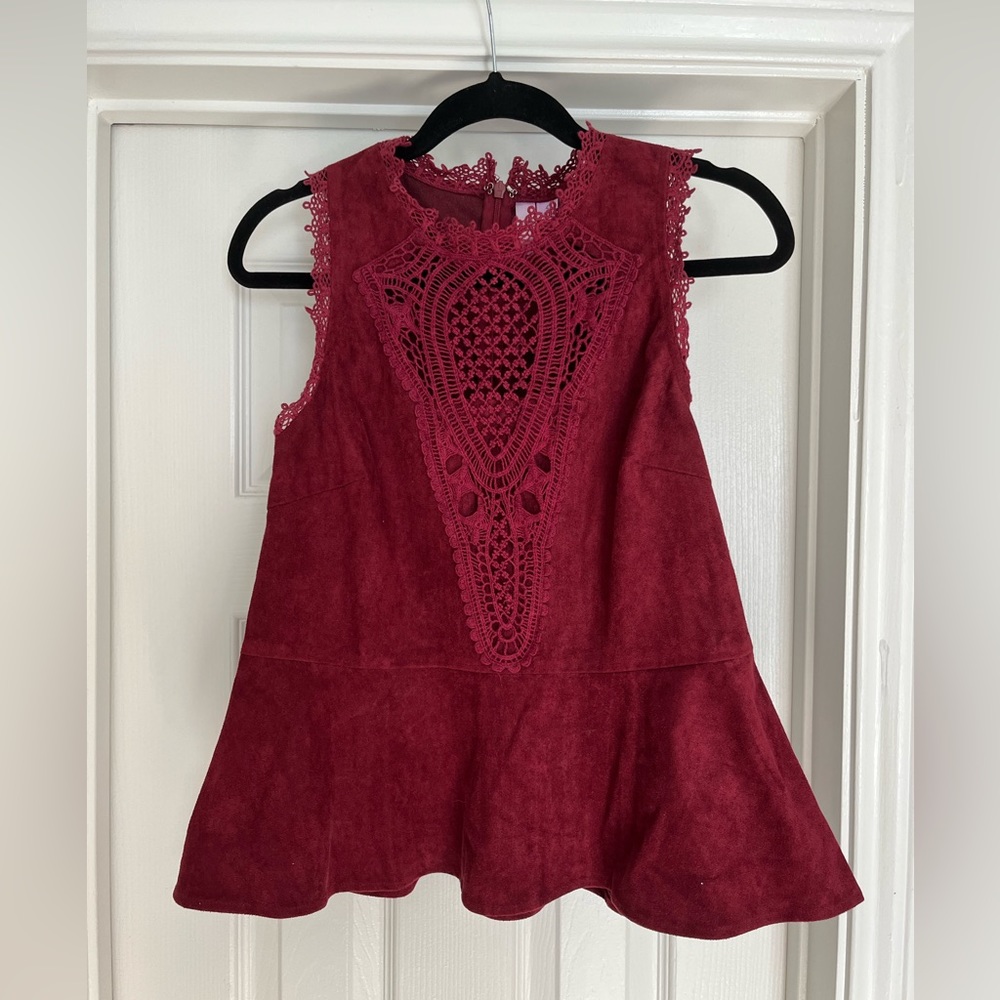 Free People Maroon Peplum Top